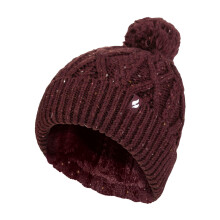 (One Size, Wein) Heat Holders - Damen Pom Pom Bommel-Mütze | Heat Holders | Winter Mütze im Kabelstrick-Design