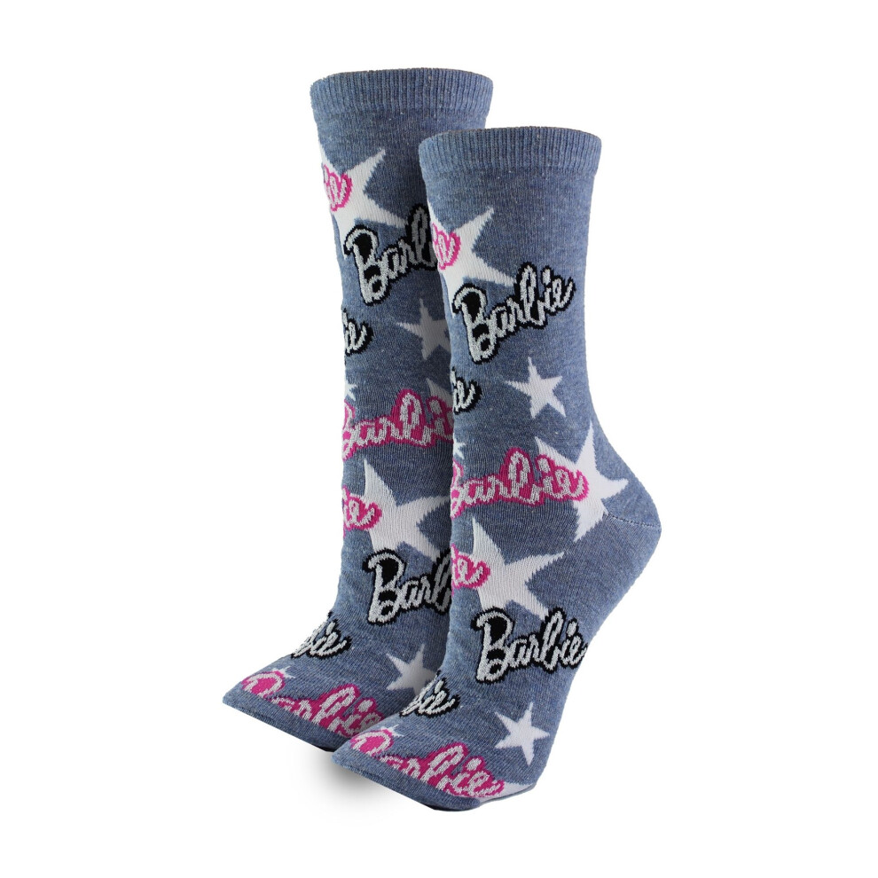 Barbie Women's Blue Cute & Funny Novelty Socks - Perfect Gifts For Fans In Size 4-8 - Image 3