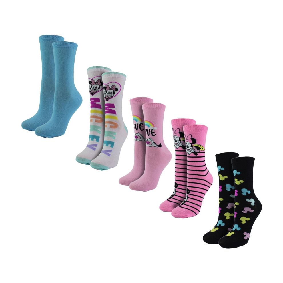 Disney - Ladies 5 Pairs Minnie Mouse Socks | Cute Novelty Mickey Mouse Socks