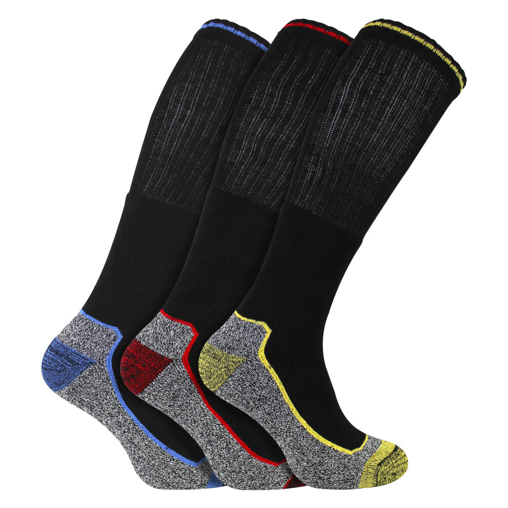 Sock Snob (6-11, 3 Pack) - Men's Knee High Bamboo Work Socks For Steel Toe Boots | Anti Sweat Heavy Duty