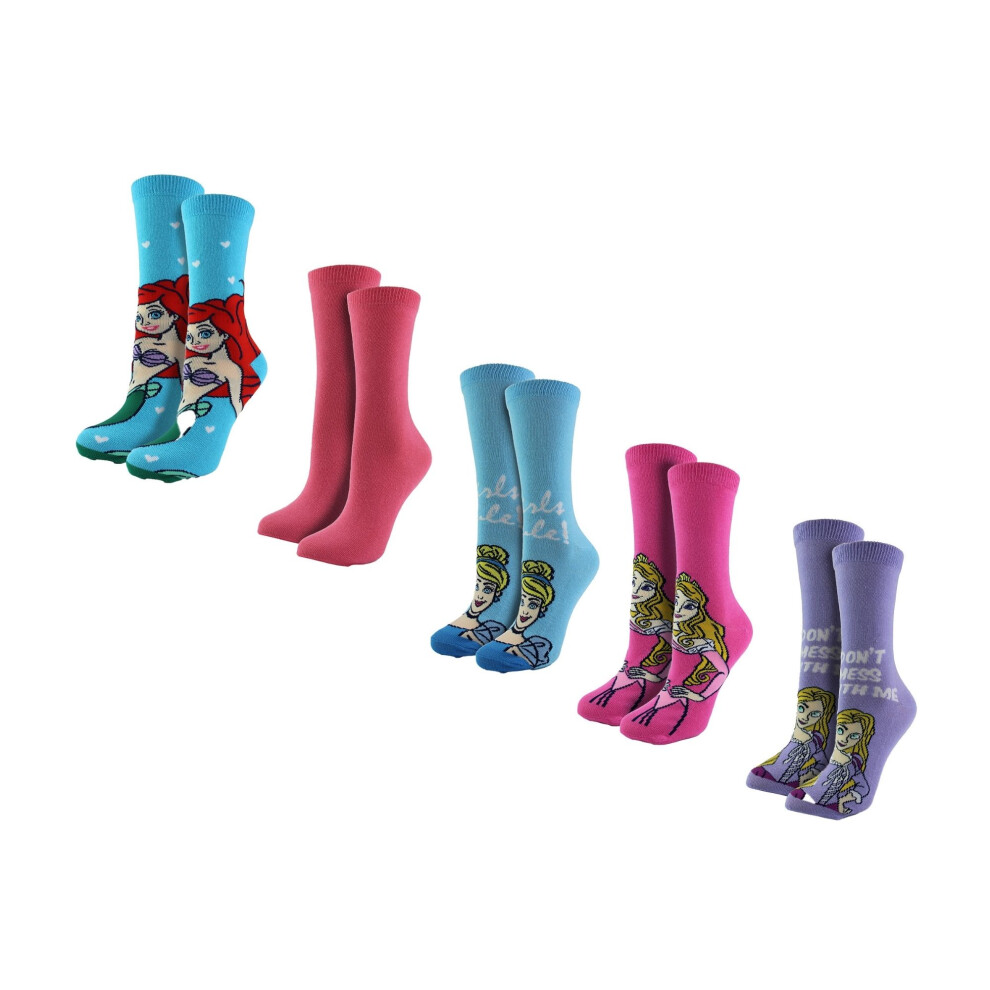 Disney - Ladies 5 Pack Princess Socks | Cute Funny Novelty Disney Socks | Disney Gifts