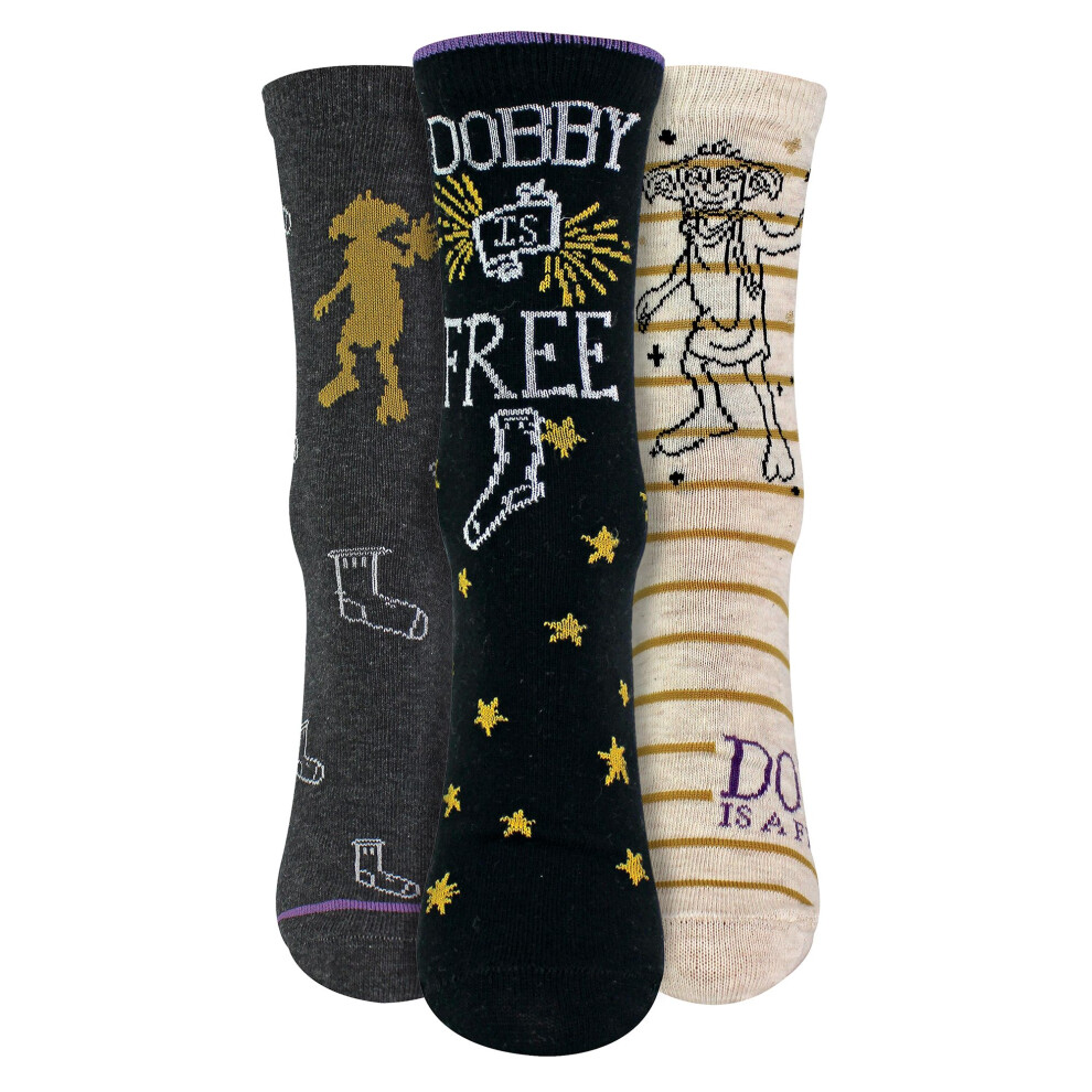 Harry Potter - Ladies 3 Pack “Dobby Is Free” Socks