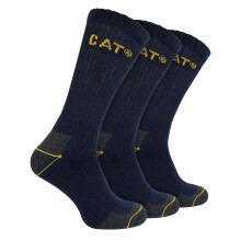 (9-11 UK, Navy) CAT - Mens 3 Pack Real Work Socks with Cushioned Heel & Toe