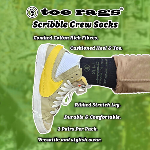 Toe Rags - Hochwertige Scribble Crew Socken Für Herren 2