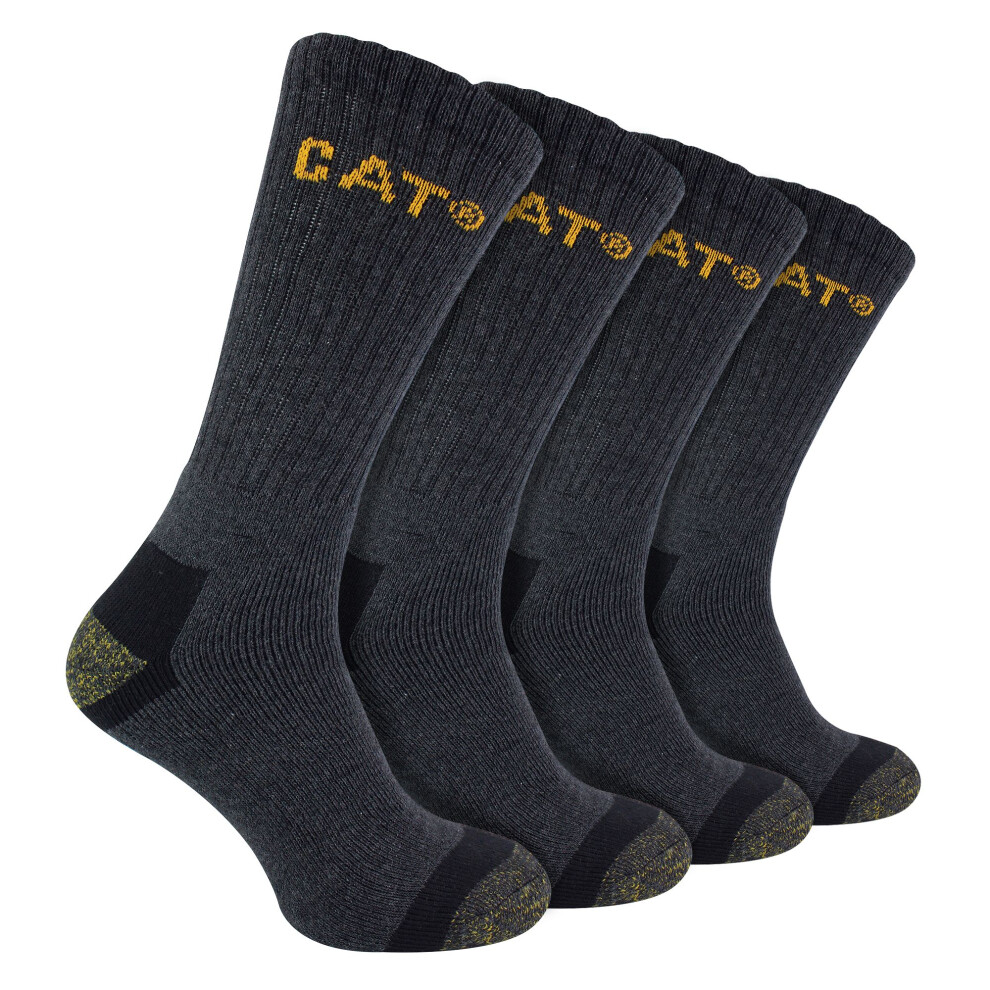 (6-9 UK, Charcoal) CAT - Mens 4 Pack Premium Cotton Work Socks