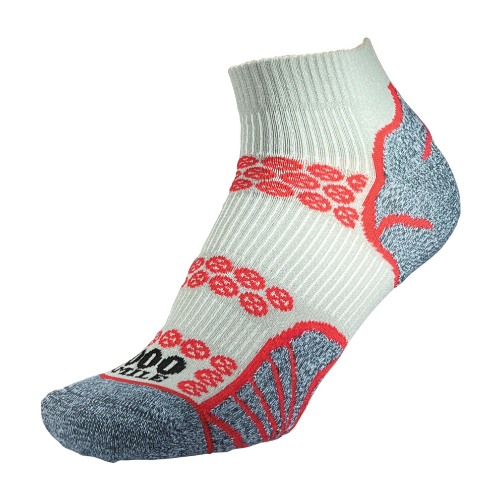 (12-14 UK, Silver / Red) 1000 Mile - 1 Pack Mens Lite Anklet Repreve Double Layer Socks-image-OPC-PGJSTG5-NEW