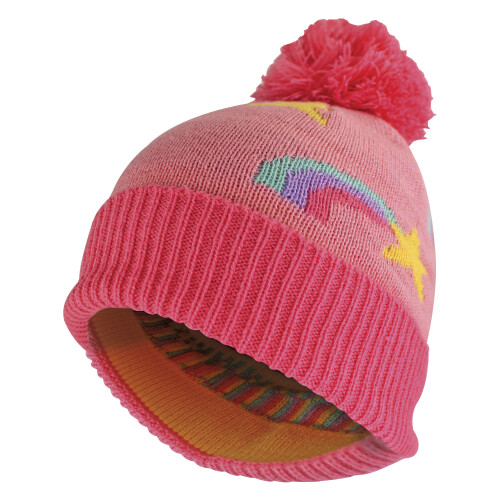 Sock Snob - Warme Wintermütze für Mädchen in Regenbogenfarben mit Bommel