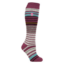 (04-Aug, Himbeere / Cabernet) Heat Holders - Gestreifte Thermo-Skisocken für Damen