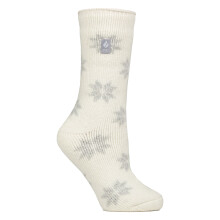 (04-Aug, Cremefarbene Schneeflocke) Heat Holders - Damen-Jacquard-Thermosocken für den Winter