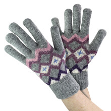 (One Size, Grau) Sock Snob - Damen Wollhandschuhe | Weiche Winter-Fairisle-Handschuhe