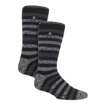 (06-Nov, Schwarz / Anthrazit) Heat Holders - 2er-Pack Thermo-Slipper-Socken für Herren