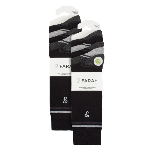 Farah (6-11, Black / Charcoal) Farah - Mens 10 Pair Multi-Pack Bright Bamboo Socks 1