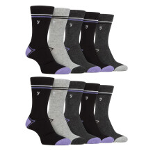 (39-45, Schwarz / Lila) Farah - 10 Paar Multipack Socken Aus Hellem Bambus Für Herren