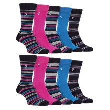 (39-45, Dunkles Marineblau/Kirschrot) Farah - 10 Paar Multipack Socken Aus Hellem Bambus Für Herren