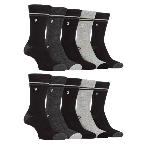 Farah (6-11, Black / Charcoal) Farah - Mens 10 Pair Multi-Pack Bright Bamboo Socks