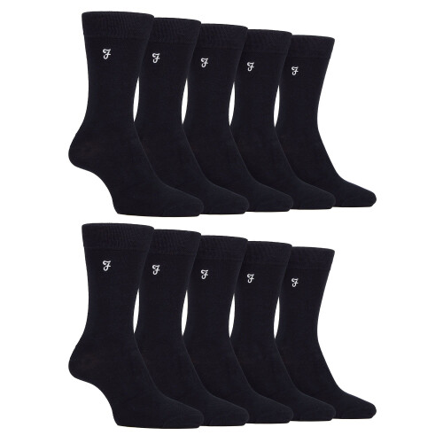 Farah (6-11, Black) Farah - Mens 10 Pair Multi-Pack Bright Bamboo Socks