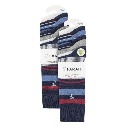 Farah (6-11, Blue / Navy) Farah - Mens 10 Pair Multi-Pack Bright Bamboo Socks 1