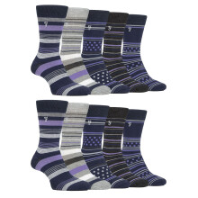 (39-45, Marineblau / Lila) Farah - 10 Paar Multipack Socken Aus Hellem Bambus Für Herren