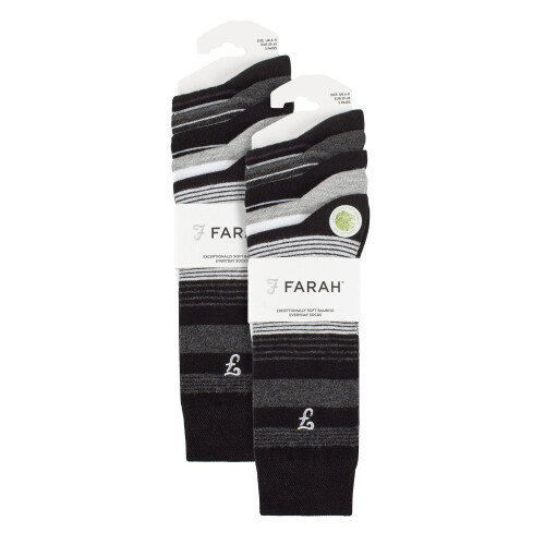 Farah (6-11, Charcoal / Black) Farah - Mens 10 Pair Multi-Pack Bright Bamboo Socks 1