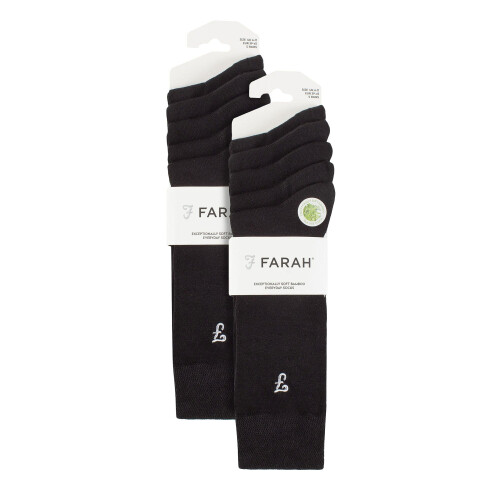 Farah (6-11, Black) Farah - Mens 10 Pair Multi-Pack Bright Bamboo Socks 1