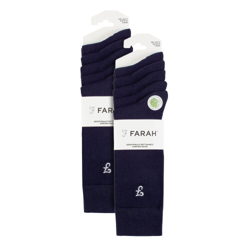 Farah (6-11, Navy) Farah - Mens 10 Pair Multi-Pack Bright Bamboo Socks 1