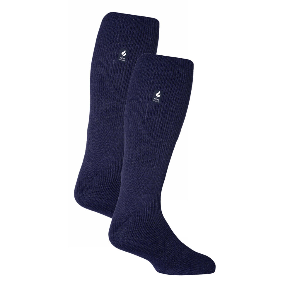(6-11 UK, Navy) Heat Holders - 2 Pack Mens Extra Long Knee High Ski Socks-image-OPC-PGJSVSZ-NEW