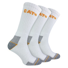 (11-14, White) CAT - Mens 3 Pack Real Work Cotton Socks