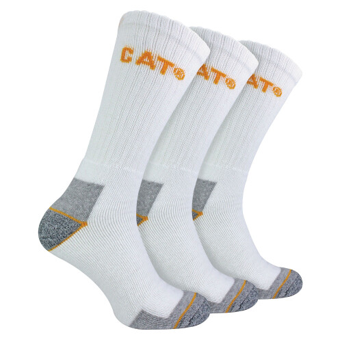CAT (11-14, White) CAT - Mens 3 Pack Real Work Cotton Socks