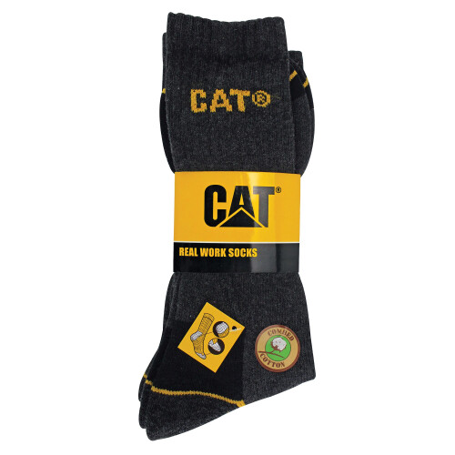 CAT (11-14, Charcoal) CAT - Mens 3 Pack Real Work Cotton Socks 1