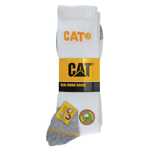 CAT (11-14, White) CAT - Mens 3 Pack Real Work Cotton Socks 1