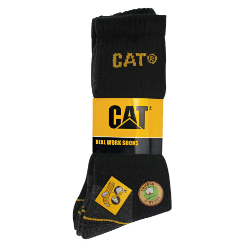 CAT (11-14, Black) CAT - Mens 3 Pack Real Work Cotton Socks 1