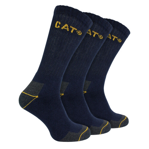 CAT (6-11, Navy) CAT - Mens 3 Pack Real Work Cotton Socks