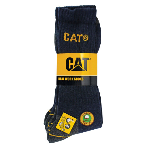 CAT (6-11, Navy) CAT - Mens 3 Pack Real Work Cotton Socks 1