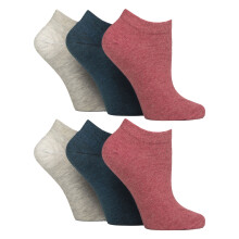 (37-42, Koralle / Grau / Blaugrün) IOMI - 6er Pack Diabetiker Socken Sneaker Damen | IOMI | Weit Kurz Socken Ohne Gummi