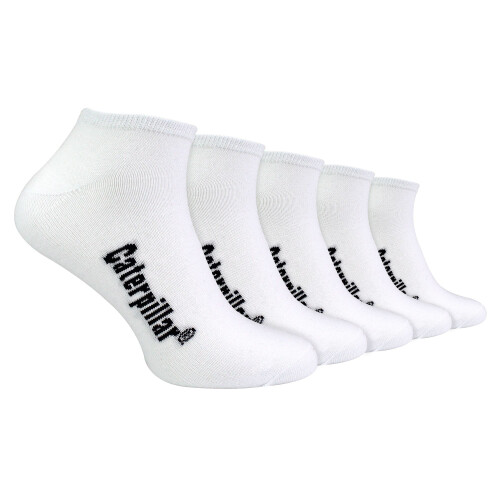 CAT (6-9, White) CAT - Mens 5 Pack Cotton Rich Trainer Work Socks