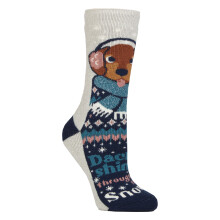 (04-Aug, Grau / Blau) Heat Holders - Damen Weihnachtssocken Lustig | Heat Holders | Dicke Warme Kuschelsocken Bunte