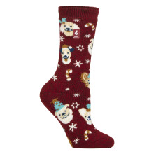(04-Aug, Burgund) Heat Holders - Damen Weihnachtssocken Lustig | Heat Holders | Dicke Warme Kuschelsocken Bunte