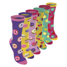 Sock Snob - 6er-Pack Bambussocken mit neuartigem Food-Design für Damen