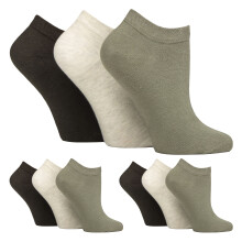 (04-Aug, Khaki / Wald / Creme / Grau) IOMI - 9er Pack Damen Diabetiker Socken Kurz | IOMI | Weit Sneaker Socken Ohne Gummi