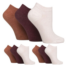 (04-Aug, Terrakotta / Lavendelcreme / Burgunderrot) IOMI - 9er Pack Damen Diabetiker Socken Kurz | IOMI | Weit Sneaker Socken Ohne Gummi