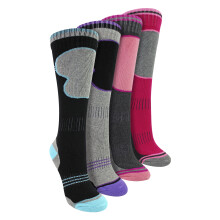 (4-6 Years, Assorted) Sock Snob - 4 Pack Girls Ski Socks | Thermal Winter Cushioned Socks for Kids