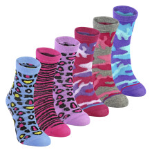 (2-3 Jahre, Camo-/Leopardenmuster) Sock Snob - 6er-Pack bunte Baumwollsocken mit Tiermuster für Mädchen