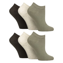 (4-8, Khaki / Forest / Cream / Grey) Gentle Grip - 6 Pack Diabetic Trainer Socks for Women | Extra Wide Ankle Socks
