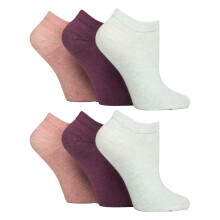 (4-8, Pink / Mint / Raspberry) Gentle Grip - 6 Pack Diabetic Trainer Socks for Women | Extra Wide Ankle Socks