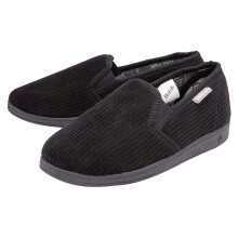 (11, Schwarz) Dunlop - Herren-Hausschuhe mit Tartan-Futter und Memory-Schaum