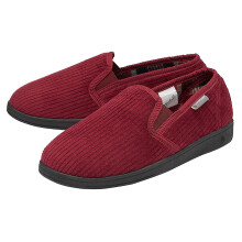 (44, Burgund) Dunlop - Herren-Hausschuhe mit Tartan-Futter und Memory-Schaum