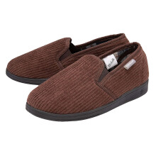 (44, Braun) Dunlop - Herren-Hausschuhe mit Tartan-Futter und Memory-Schaum