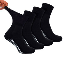 (Dec-14, Schwarz) Dr.Socks - 4 Paar Kurz Bambus Antirutsch Diabetikersocken | Dr. Socks | Socken Ohne Gummi