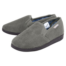 (44, Holzkohle) Dunlop - Herren-Hausschuhe mit Tartan-Futter und Memory-Schaum