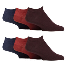(06-Nov, Orange / Blau / Burgund) Gentle Grip - 6er Pack Diabetikersocken Herren Sneaker | Gentle Grip | Extra Weit Kurz Socken